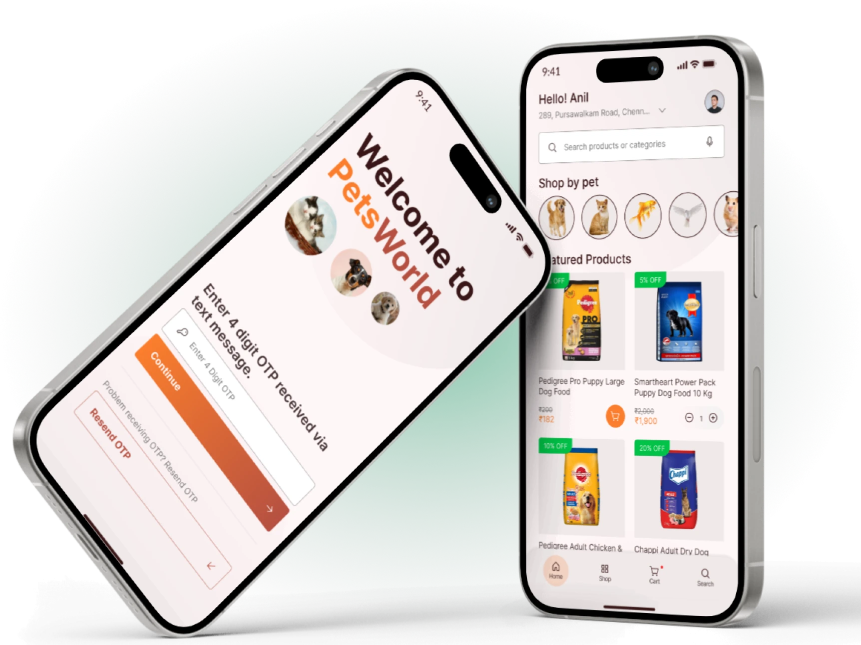 Mobile commerce app for Petsworld